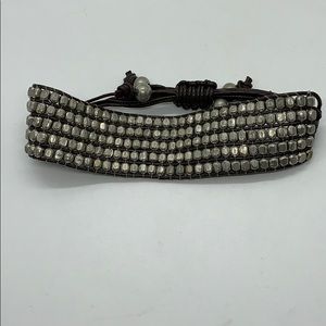 Boho braided cuff sterling silver beads